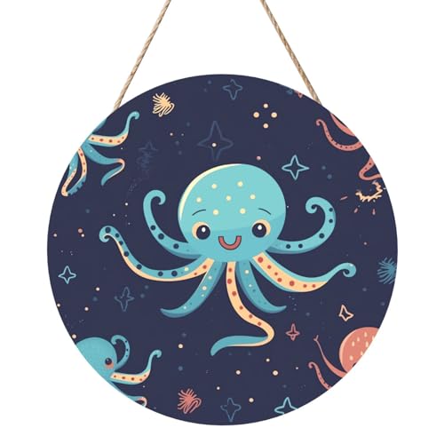 Door Sig Personalisiertes Willkommensschild, Holzschild für Haustür, Cartoon-Oktopus-Holzschilder, unlackiertes Holzschild mit Schnur, Heimdekoration, Gartenschild für Garten, Hof Door Sig Personalisiertes Willkommensschild, Holzschild für Haustür, Cartoon-Oktopus-Holzschilder, unlackiertes Holzschild mit Schnur, Heimdekoration, Gartenschild für Garten, Hof von TOXOCMDKLE
