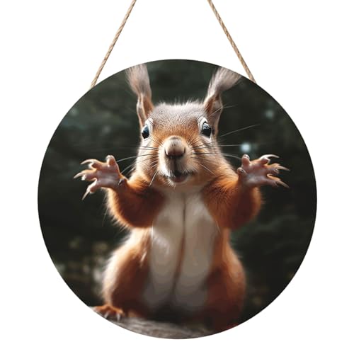 Door Sig Personalisiertes Willkommensschild, Holzschild für Haustür, Eichhörnchen, lustiges Tier-Holzschild, unlackiertes Holzschild mit Schnur, Heimdekoration, Gartenschild für Garten, Hof Door Sig Personalisiertes Willkommensschild, Holzschild für Haustür, Eichhörnchen, lustiges Tier-Holzschild, unlackiertes Holzschild mit Schnur, Heimdekoration, Gartenschild für Garten, Hof von TOXOCMDKLE