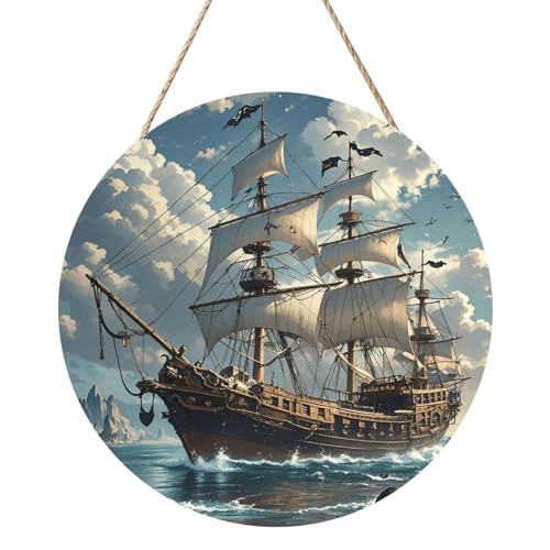 Door Sig Personalisiertes Willkommensschild, Holzschild für Haustür, Fantasie-Piratenschiff, Holzschilder, unlackiertes Holzschild mit Schnur, Heimdekoration, Gartenschild für Garten, Hof Door Sig Personalisiertes Willkommensschild, Holzschild für Haustür, Fantasie-Piratenschiff, Holzschilder, unlackiertes Holzschild mit Schnur, Heimdekoration, Gartenschild für Garten, Hof von TOXOCMDKLE