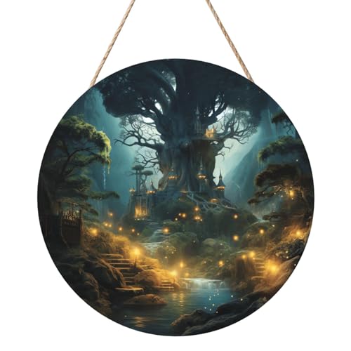 Door Sig Personalisiertes Willkommensschild, Holzschild für Haustür, Fantasiewald, Holzschilder, unlackiertes Holzschild mit Schnur, Heimdekoration, Gartenschild für Garten, Hof Door Sig Personalisiertes Willkommensschild, Holzschild für Haustür, Fantasiewald, Holzschilder, unlackiertes Holzschild mit Schnur, Heimdekoration, Gartenschild für Garten, Hof von TOXOCMDKLE