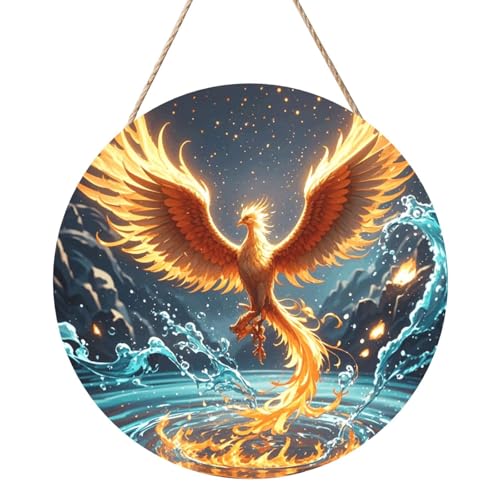Door Sig Personalisiertes Willkommensschild, Holzschild für Haustür, Feuer und Wasser, Phönix, Holzschilder, unlackiertes Holzschild mit Schnur, Heimdekoration, Gartenschild für Garten, Hof Door Sig Personalisiertes Willkommensschild, Holzschild für Haustür, Feuer und Wasser, Phönix, Holzschilder, unlackiertes Holzschild mit Schnur, Heimdekoration, Gartenschild für Garten, Hof von TOXOCMDKLE