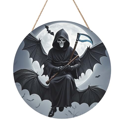 Door Sig Personalisiertes Willkommensschild, Holzschild für Haustür, Fledermaus, Tod, Mond, Holzschilder, unlackiertes Holzschild mit Schnur, Heimdekoration, Gartenschild für Garten, Hof Door Sig Personalisiertes Willkommensschild, Holzschild für Haustür, Fledermaus, Tod, Mond, Holzschilder, unlackiertes Holzschild mit Schnur, Heimdekoration, Gartenschild für Garten, Hof von TOXOCMDKLE