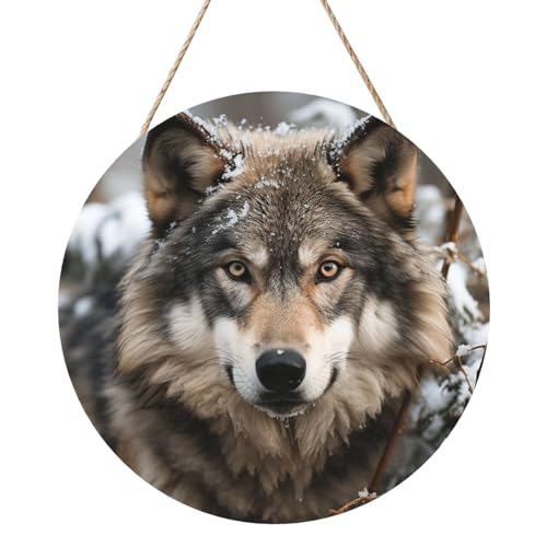 Door Sig Personalisiertes Willkommensschild, Holzschild für Haustür, Lmage of Wolf im Schnee, Holzschilder, unlackiertes Holzschild mit Schnur, Heimdekoration, Gartenschild für Garten, Hof Door Sig Personalisiertes Willkommensschild, Holzschild für Haustür, Lmage of Wolf im Schnee, Holzschilder, unlackiertes Holzschild mit Schnur, Heimdekoration, Gartenschild für Garten, Hof von TOXOCMDKLE