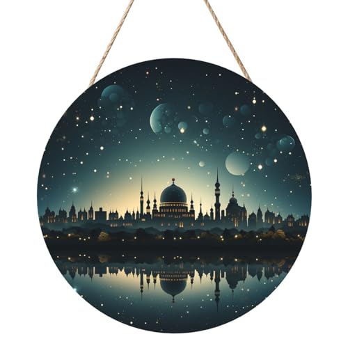 Door Sig Personalisiertes Willkommensschild, Holzschild für Haustür, Moschee mit Mond und Sternen, Holzschilder, unlackiertes Holzschild mit Schnur, Heimdekoration, Gartenschild für Garten, Hof Door Sig Personalisiertes Willkommensschild, Holzschild für Haustür, Moschee mit Mond und Sternen, Holzschilder, unlackiertes Holzschild mit Schnur, Heimdekoration, Gartenschild für Garten, Hof von TOXOCMDKLE