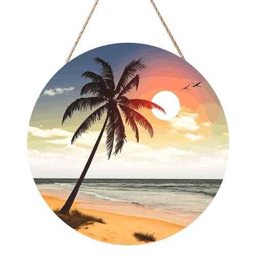 Door Sig Personalisiertes Willkommensschild, Holzschild für Haustür, Palme am Strand, Holzschilder, unlackiertes Holzschild mit Schnur, Heimdekoration, Gartenschild für Garten, Hof Door Sig Personalisiertes Willkommensschild, Holzschild für Haustür, Palme am Strand, Holzschilder, unlackiertes Holzschild mit Schnur, Heimdekoration, Gartenschild für Garten, Hof von TOXOCMDKLE