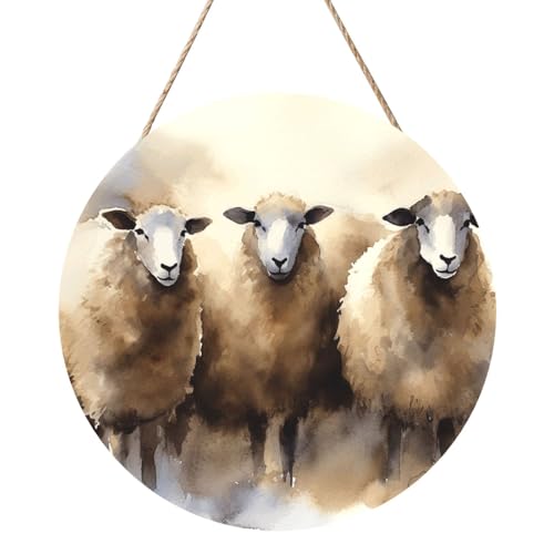 Door Sig Personalisiertes Willkommensschild, Holzschild für Haustür, Schafe, Aquarell, Holzschilder, unlackiertes Holzschild mit Schnur, Heimdekoration, Gartenschild für Garten, Hof Door Sig Personalisiertes Willkommensschild, Holzschild für Haustür, Schafe, Aquarell, Holzschilder, unlackiertes Holzschild mit Schnur, Heimdekoration, Gartenschild für Garten, Hof von TOXOCMDKLE
