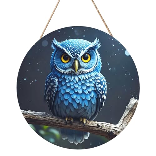 Door Sig Personalisiertes Willkommensschild, Holzschild für Haustür, blaue Eule, Holzschilder, unlackiertes Holzschild mit Schnur, Heimdekoration, Gartenschild für Garten, Hof Door Sig Personalisiertes Willkommensschild, Holzschild für Haustür, blaue Eule, Holzschilder, unlackiertes Holzschild mit Schnur, Heimdekoration, Gartenschild für Garten, Hof von TOXOCMDKLE