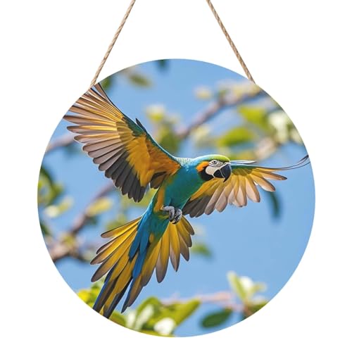Door Sig Personalisiertes Willkommensschild, Holzschild für Haustür, fliegender Papagei, Holzschilder, unlackiertes Holzschild mit Schnur, Heimdekoration, Gartenschild für Garten, Hof Door Sig Personalisiertes Willkommensschild, Holzschild für Haustür, fliegender Papagei, Holzschilder, unlackiertes Holzschild mit Schnur, Heimdekoration, Gartenschild für Garten, Hof von TOXOCMDKLE