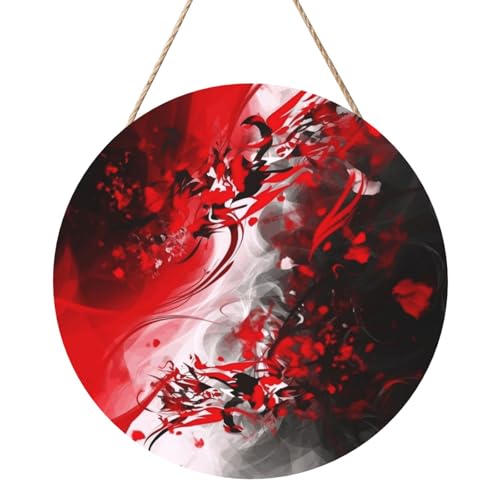 Door Sig Personalisiertes Willkommensschild, Holzschild für Haustür, rot, schwarz, weiß, abstrakte Holzschilder, unlackiertes Holzschild mit Schnur, Heimdekoration, Gartenschild für Garten, Hof Door Sig Personalisiertes Willkommensschild, Holzschild für Haustür, rot, schwarz, weiß, abstrakte Holzschilder, unlackiertes Holzschild mit Schnur, Heimdekoration, Gartenschild für Garten, Hof von TOXOCMDKLE