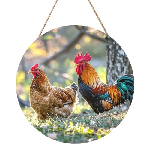 Door Sig Personalisiertes Willkommensschild, Holzschild für Haustür, schöner Hahn, Henne, Holzschilder, unlackiertes Holzschild mit Schnur, Heimdekoration, Gartenschild für Garten, Hof Door Sig Personalisiertes Willkommensschild, Holzschild für Haustür, schöner Hahn, Henne, Holzschilder, unlackiertes Holzschild mit Schnur, Heimdekoration, Gartenschild für Garten, Hof von TOXOCMDKLE