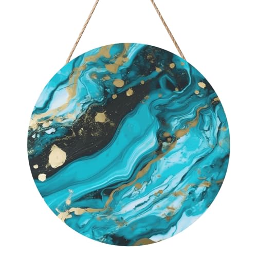 Door Sig Personalisiertes Willkommensschild für Haustür, Türkis, Blau, Gold, Marmor, Holzschilder, unlackiertes Holzschild mit Schnur, Heimdekoration, Gartenschild für Garten, Hof Door Sig Personalisiertes Willkommensschild für Haustür, Türkis, Blau, Gold, Marmor, Holzschilder, unlackiertes Holzschild mit Schnur, Heimdekoration, Gartenschild für Garten, Hof von TOXOCMDKLE