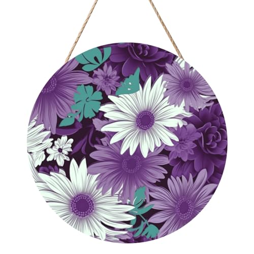 Door Sig Personalisiertes Willkommensschild für Haustür, lila-weiß, florales Holzschild, unlackiertes Holzschild mit Schnur, Heimdekoration, Gartenschild für Garten, Hof Door Sig Personalisiertes Willkommensschild für Haustür, lila-weiß, florales Holzschild, unlackiertes Holzschild mit Schnur, Heimdekoration, Gartenschild für Garten, Hof von TOXOCMDKLE