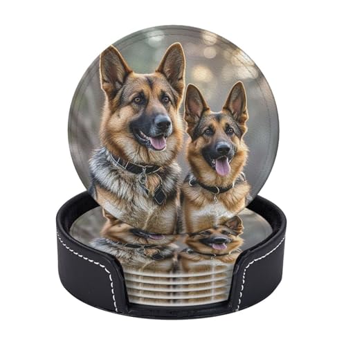 Getränkeuntersetzer mit Halter, Leder-Untersetzer für Getränke, Deutscher Schäferhund, Hundeliebhaber, Untersetzer, Tischschutz, Tassenmatte, Heimdekoration, Kaffeetassenmatte für Küche, Esszimmer Getränkeuntersetzer mit Halter, Leder-Untersetzer für Getränke, Deutscher Schäferhund, Hundeliebhaber, Untersetzer, Tischschutz, Tassenmatte, Heimdekoration, Kaffeetassenmatte für Küche, Esszimmer von TOXOCMDKLE