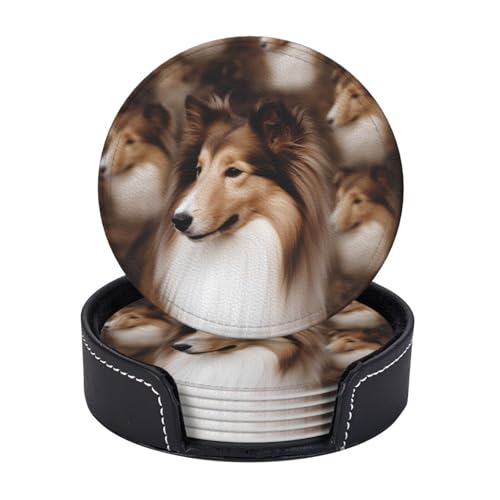 Getränkeuntersetzer mit Halter, Lederuntersetzer für Getränke, Ablagen, Hundeuntersetzer, Tischschutz, Tassenmatte, Heimdekoration, Kaffeetassenmatte für Küche, Esszimmer, Couchtisch, 6 Stück Getränkeuntersetzer mit Halter, Lederuntersetzer für Getränke, Ablagen, Hundeuntersetzer, Tischschutz, Tassenmatte, Heimdekoration, Kaffeetassenmatte für Küche, Esszimmer, Couchtisch, 6 Stück von TOXOCMDKLE