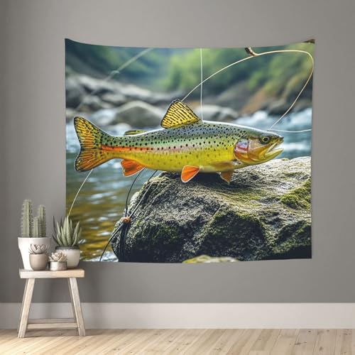 TOXOCMDKLE Ästhetischer Wandteppich, Wandteppich für Wohnzimmer, Bachforelle, Fliegenfischen, Wandteppich, Heimdekoration, Decke, Wandkunst, Banner, Poster für Schlafzimmer, Wohnheim, 130 x 152 cm TOXOCMDKLE Ästhetischer Wandteppich, Wandteppich für Wohnzimmer, Bachforelle, Fliegenfischen, Wandteppich, Heimdekoration, Decke, Wandkunst, Banner, Poster für Schlafzimmer, Wohnheim, 130 x 152 cm von TOXOCMDKLE