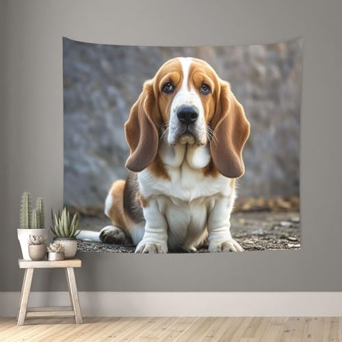 TOXOCMDKLE Ästhetischer Wandteppich, Wandteppich für Wohnzimmer, Basset Hound, Wandteppich, Heimdekoration, Decke, Wandkunst, Banner, Poster für Schlafzimmer, Wohnheim, 130 x 152 cm TOXOCMDKLE Ästhetischer Wandteppich, Wandteppich für Wohnzimmer, Basset Hound, Wandteppich, Heimdekoration, Decke, Wandkunst, Banner, Poster für Schlafzimmer, Wohnheim, 130 x 152 cm von TOXOCMDKLE