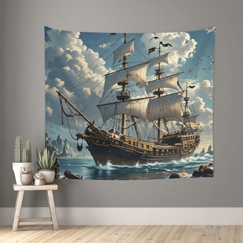 TOXOCMDKLE Ästhetischer Wandteppich, Wandteppich für Wohnzimmer, Fantasie-Piratenschiff, Wandteppich, Heimdekoration, Decke, Wandkunst, Banner, Poster für Schlafzimmer, Wohnheim, 130 x 152 cm TOXOCMDKLE Ästhetischer Wandteppich, Wandteppich für Wohnzimmer, Fantasie-Piratenschiff, Wandteppich, Heimdekoration, Decke, Wandkunst, Banner, Poster für Schlafzimmer, Wohnheim, 130 x 152 cm von TOXOCMDKLE