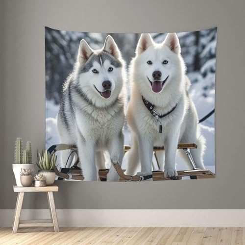 TOXOCMDKLE Ästhetischer Wandteppich, Wandteppich für Wohnzimmer, Husky-Hunde, Wandteppich, Heimdekoration, Decke, Wandkunst, Banner, Poster für Schlafzimmer, Wohnheim, 130 x 152 cm TOXOCMDKLE Ästhetischer Wandteppich, Wandteppich für Wohnzimmer, Husky-Hunde, Wandteppich, Heimdekoration, Decke, Wandkunst, Banner, Poster für Schlafzimmer, Wohnheim, 130 x 152 cm von TOXOCMDKLE