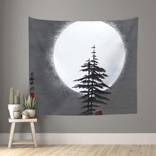 TOXOCMDKLE Ästhetischer Wandteppich, Wandteppich für Wohnzimmer, Mond, Kiefernbaum, Wandteppich, Heimdekoration, Decke, Wandkunst, Banner, Poster für Schlafzimmer, Wohnheim, 130 x 152 cm TOXOCMDKLE Ästhetischer Wandteppich, Wandteppich für Wohnzimmer, Mond, Kiefernbaum, Wandteppich, Heimdekoration, Decke, Wandkunst, Banner, Poster für Schlafzimmer, Wohnheim, 130 x 152 cm von TOXOCMDKLE