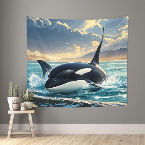 TOXOCMDKLE Ästhetischer Wandteppich, Wandteppich für Wohnzimmer, Orca-Killer-Wal-Wandteppich, Heimdekoration, Decke, Wandkunst, Banner, Poster für Schlafzimmer, Wohnheim, 130 x 152 cm TOXOCMDKLE Ästhetischer Wandteppich, Wandteppich für Wohnzimmer, Orca-Killer-Wal-Wandteppich, Heimdekoration, Decke, Wandkunst, Banner, Poster für Schlafzimmer, Wohnheim, 130 x 152 cm von TOXOCMDKLE