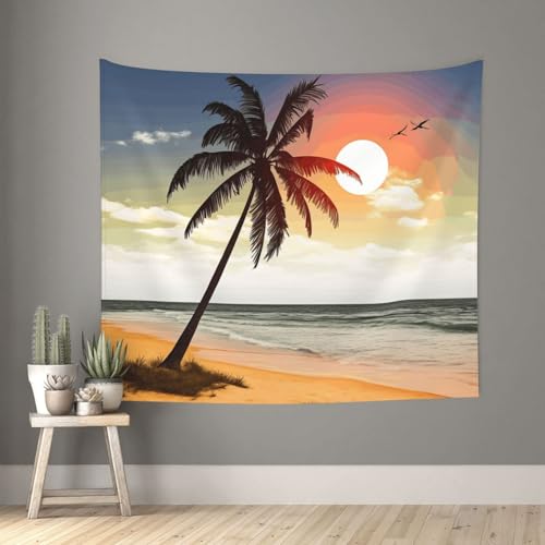 TOXOCMDKLE Ästhetischer Wandteppich, Wandteppich für Wohnzimmer, Palme am Strand, Wandteppich, Heimdekoration, Decke, Wandkunst, Banner, Poster für Schlafzimmer, Wohnheim, 130 x 152 cm TOXOCMDKLE Ästhetischer Wandteppich, Wandteppich für Wohnzimmer, Palme am Strand, Wandteppich, Heimdekoration, Decke, Wandkunst, Banner, Poster für Schlafzimmer, Wohnheim, 130 x 152 cm von TOXOCMDKLE