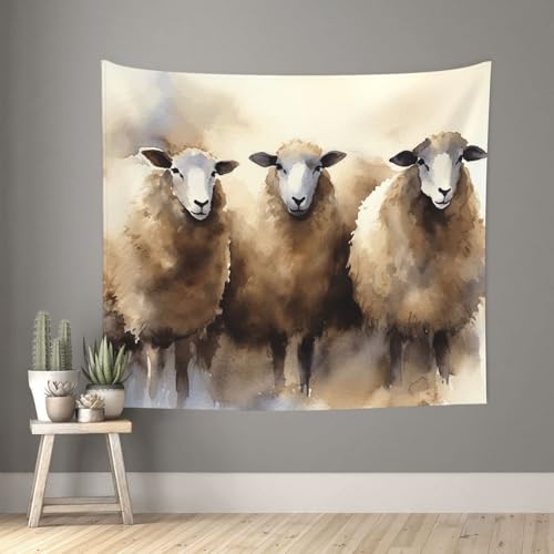 TOXOCMDKLE Ästhetischer Wandteppich, Wandteppich für Wohnzimmer, Schafe, Aquarell-Wandteppich, Heimdekoration, Decke, Wandkunst, Banner, Poster für Schlafzimmer, Wohnheim, 130 x 152 cm TOXOCMDKLE Ästhetischer Wandteppich, Wandteppich für Wohnzimmer, Schafe, Aquarell-Wandteppich, Heimdekoration, Decke, Wandkunst, Banner, Poster für Schlafzimmer, Wohnheim, 130 x 152 cm von TOXOCMDKLE