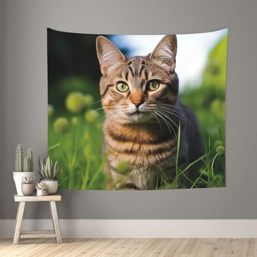 TOXOCMDKLE Ästhetischer Wandteppich, Wandteppich für Wohnzimmer, getigerte Katze auf dem Gras, blickende Wandteppiche, Heimdekoration, Decke, Wandkunst, Banner, Poster für Schlafzimmer, Wohnheim, 130 TOXOCMDKLE Ästhetischer Wandteppich, Wandteppich für Wohnzimmer, getigerte Katze auf dem Gras, blickende Wandteppiche, Heimdekoration, Decke, Wandkunst, Banner, Poster für Schlafzimmer, Wohnheim, 130 von TOXOCMDKLE