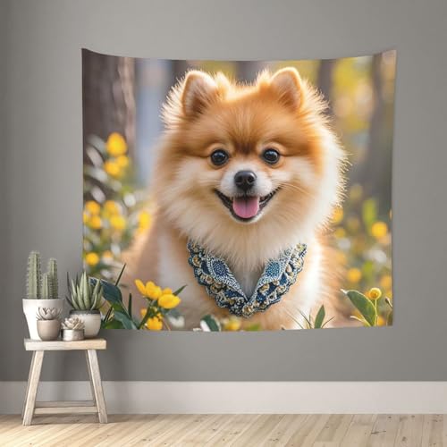 TOXOCMDKLE Ästhetischer Wandteppich, Wandteppich für Wohnzimmer, niedlicher Zwergspitz, Heimdekoration, Decke, Wandkunst, Banner, Poster für Schlafzimmer, Wohnheim, 130 x 152 cm TOXOCMDKLE Ästhetischer Wandteppich, Wandteppich für Wohnzimmer, niedlicher Zwergspitz, Heimdekoration, Decke, Wandkunst, Banner, Poster für Schlafzimmer, Wohnheim, 130 x 152 cm von TOXOCMDKLE