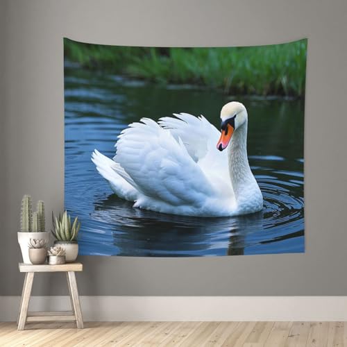 TOXOCMDKLE Ästhetischer Wandteppich, Wandteppich für Wohnzimmer, weißer Schwan, Wandteppich, Heimdekoration, Decke, Wandkunst, Banner, Poster für Schlafzimmer, Wohnheim, 130 x 152 cm TOXOCMDKLE Ästhetischer Wandteppich, Wandteppich für Wohnzimmer, weißer Schwan, Wandteppich, Heimdekoration, Decke, Wandkunst, Banner, Poster für Schlafzimmer, Wohnheim, 130 x 152 cm von TOXOCMDKLE