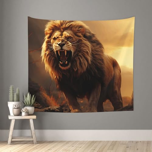 TOXOCMDKLE Ästhetischer Wandteppich, Wandteppich für Wohnzimmer, wütender brüllender Löwe, Wandteppich, Heimdekoration, Decke, Wandkunst, Banner, Poster für Schlafzimmer, Wohnheim, 130 x 152 cm TOXOCMDKLE Ästhetischer Wandteppich, Wandteppich für Wohnzimmer, wütender brüllender Löwe, Wandteppich, Heimdekoration, Decke, Wandkunst, Banner, Poster für Schlafzimmer, Wohnheim, 130 x 152 cm von TOXOCMDKLE