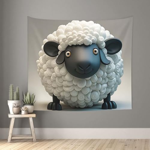 TOXOCMDKLE Wandteppich, ästhetischer Wandteppich, Wandteppich für Wohnzimmer, Cartoon, schwarz-weiß, Schaf, Wandteppich, Heimdekoration, Decke, Wandkunst, Banner, Poster für Schlafzimmer, Wohnheim TOXOCMDKLE Wandteppich, ästhetischer Wandteppich, Wandteppich für Wohnzimmer, Cartoon, schwarz-weiß, Schaf, Wandteppich, Heimdekoration, Decke, Wandkunst, Banner, Poster für Schlafzimmer, Wohnheim von TOXOCMDKLE