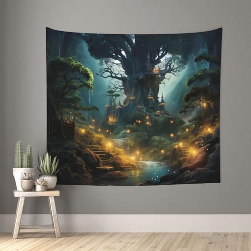 TOXOCMDKLE Wandteppich, ästhetischer Wandteppich, Wandteppich für Wohnzimmer, Fantasie, Wald, Wandteppich, Heimdekoration, Decke, Wandkunst, Banner, Poster für Schlafzimmer, Wohnheim, 130 x 152 cm TOXOCMDKLE Wandteppich, ästhetischer Wandteppich, Wandteppich für Wohnzimmer, Fantasie, Wald, Wandteppich, Heimdekoration, Decke, Wandkunst, Banner, Poster für Schlafzimmer, Wohnheim, 130 x 152 cm von TOXOCMDKLE