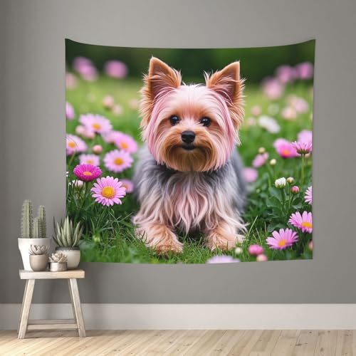 TOXOCMDKLE Wandteppich, ästhetischer Wandteppich, Wandteppich für Wohnzimmer, Yorkie, florale Wandteppiche, Heimdekoration, Decke, Wandkunst, Banner, Poster für Schlafzimmer, Wohnheim, 130 x 152 cm TOXOCMDKLE Wandteppich, ästhetischer Wandteppich, Wandteppich für Wohnzimmer, Yorkie, florale Wandteppiche, Heimdekoration, Decke, Wandkunst, Banner, Poster für Schlafzimmer, Wohnheim, 130 x 152 cm von TOXOCMDKLE