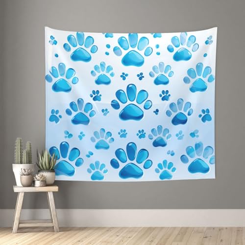 TOXOCMDKLE Wandteppich, ästhetischer Wandteppich, Wandteppich für Wohnzimmer, blaue Pfotenabdruck-Tapisserien, Heimdekoration, Decke, Wandkunst, Banner, Poster für Schlafzimmer, Wohnheim, 130 x 152 cm TOXOCMDKLE Wandteppich, ästhetischer Wandteppich, Wandteppich für Wohnzimmer, blaue Pfotenabdruck-Tapisserien, Heimdekoration, Decke, Wandkunst, Banner, Poster für Schlafzimmer, Wohnheim, 130 x 152 cm von TOXOCMDKLE