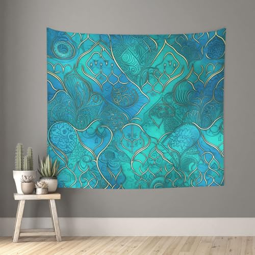 TOXOCMDKLE Wandteppich, ästhetischer Wandteppich, Wandteppich für Wohnzimmer, türkisfarbenes Muster, Wandteppich, Heimdekoration, Decke, Wandkunst, Banner, Poster für Schlafzimmer, Wohnheim, 130 x 152 TOXOCMDKLE Wandteppich, ästhetischer Wandteppich, Wandteppich für Wohnzimmer, türkisfarbenes Muster, Wandteppich, Heimdekoration, Decke, Wandkunst, Banner, Poster für Schlafzimmer, Wohnheim, 130 x 152 von TOXOCMDKLE