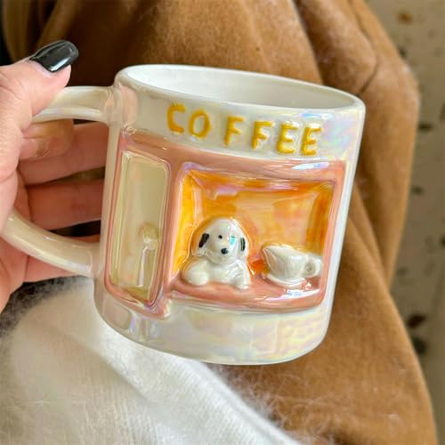 TOXVEK Cartoon-Liebeswelpenbecher, Keramikbecher, Frühstückskaffeetasse, Hochtemperaturbeständiger Wasserbecher, 320 Ml von TOXVEK