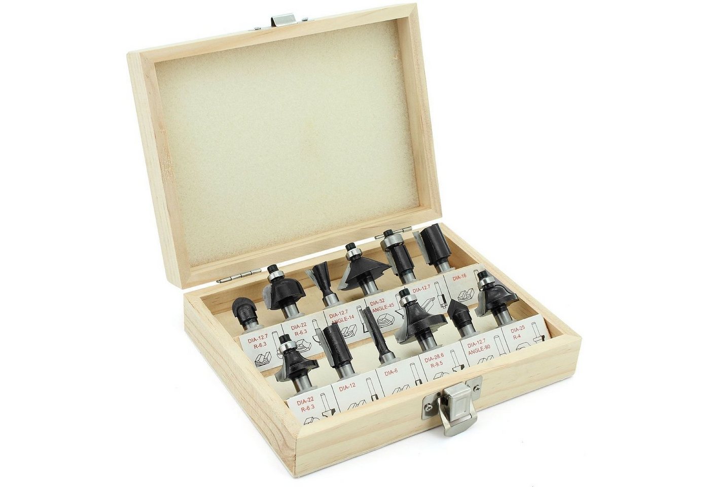 TOYA Fräsbohrer Oberfräsensatz 12 teilig Fräsen Set Holzbox Fräsensatz 8mm Oberfräse, (12tlg) von TOYA