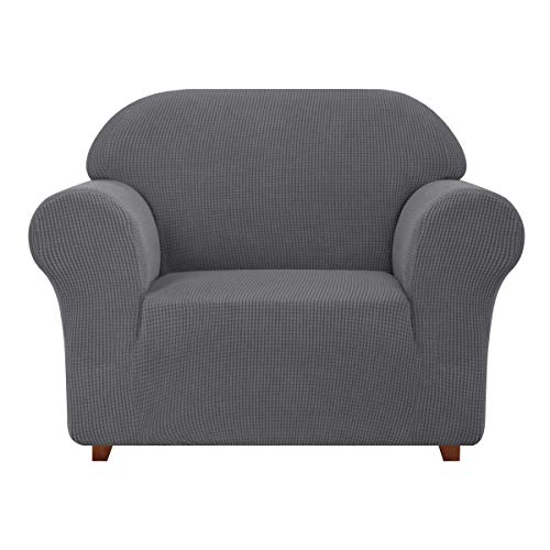 TOYABR Stretch 1 Stück Sofabezug Couch sofaüberwurf Jacquard Elastische Spandex Couchbezug Sofahusse Sofa Abdeckung für Wohn- und Schlafzimmer(1 Sitzer,Hellgrau) von TOYABR