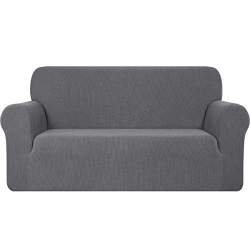 TOYABR Stretch 1 Stück Sofabezug Couch sofaüberwurf Jacquard Elastische Spandex Couchbezug Sofahusse Sofa Abdeckung für Wohn- und Schlafzimmer(2 Sitzer,Hellgrau) von TOYABR