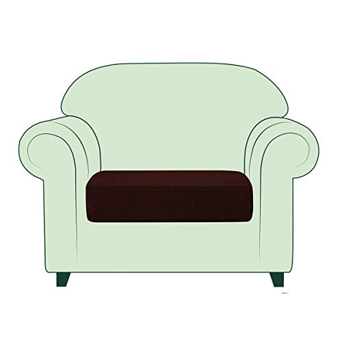 TOYABR Stretch Sofakissenbezug, Sitzbezug für Sessel, Loveseat Couch, waschbar, Abnehmbarer Möbelschutz mit elastischer Unterseite für Wohnzimmer (1-Sitzer, Schokolade) von TOYABR