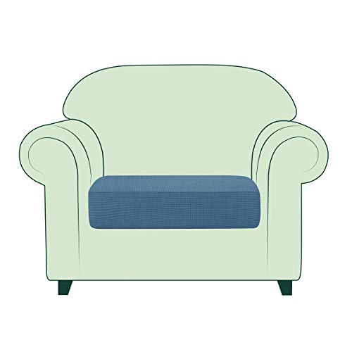 TOYABR Stretch Sofakissenbezug, Sitzbezug für Sessel Loveseat Couch, waschbar, Abnehmbarer Möbelschutz mit elastischer Unterseite für Wohnzimmer (1-Sitzer, Jeansblau) von TOYABR