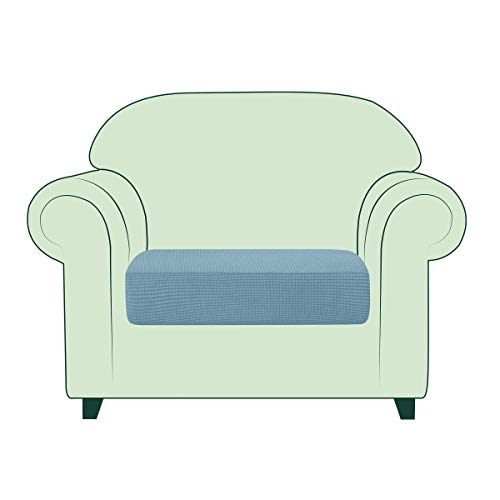 TOYABR Stretch Sofakissenbezug, Sitzbezug für Sessel Loveseat Couch, waschbar, Abnehmbarer Möbelschutz mit elastischer Unterseite für Wohnzimmer (1-Sitzer, Rauchblau) von TOYABR