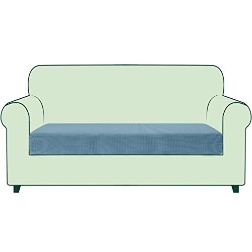TOYABR Stretch Sofakissenbezug, Sitzbezug für Sessel Loveseat Couch, waschbar, Abnehmbarer Möbelschutz mit elastischer Unterseite für Wohnzimmer (2-Sitzer, Rauchblau) von TOYABR