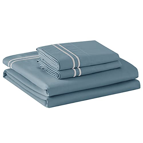 TOYABR Bettbezug-Set, 3-teilig, 60% Baumwolle und 40% Tencel, 2 Kissenbezüge + 1 Bettdeckenbezug, atmungsaktiv und leicht, Hellblau, 135 x 200 cm, 50 x 75 x 1 cm von TOYABR