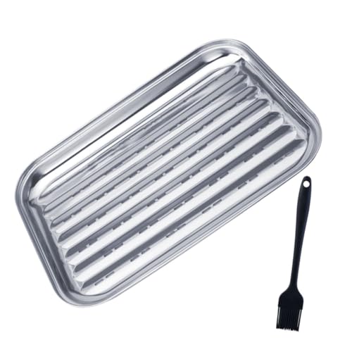 TOYANDONA 1 Satz Grillplatte Edelstahlplatten Edelstahlgrill -servierschale Tragbare Backform Geschirrschale Aus Edelstahl Teller Zum Servieren Von Speisen Grilltablett Rostfreier Stahl von TOYANDONA