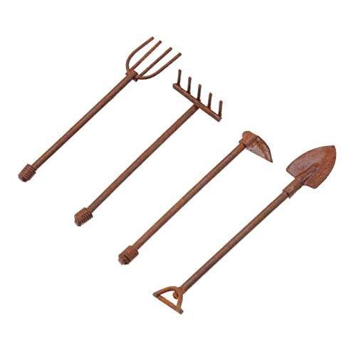TOYANDONA 1 Satz Mini-hausgartengeräte Zubehör Miniatur Drinnen Cutter Anlage Werkzeug Mini-Modell Modell Für Gartengeräte Mini-hausmodell Brown Eisen 4 Stück von TOYANDONA
