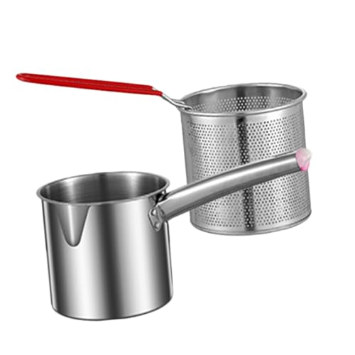 TOYANDONA 1 Satz Multifunktional Fryer Fryer groß Bratfritteuse Frittiertopf mit Korb Nicht -Stick klein abnehmbar Fritteusentopf Friteusen Bratpfanne Rostfreier Stahl Silver von TOYANDONA