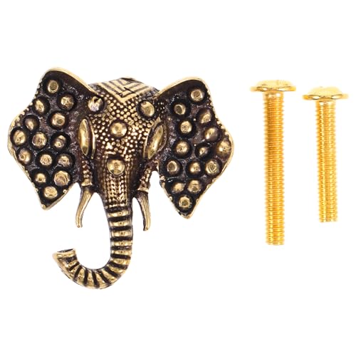 TOYANDONA 1 Set Elefanten-Schubladenknöpfe – Schrankgriff aus Messing mit Tiermotiv und Hakendesign zum Aufhängen von Gegenständen – Vintage-Knopfbeschläge für Schubladen, Kleiderschränke, von TOYANDONA