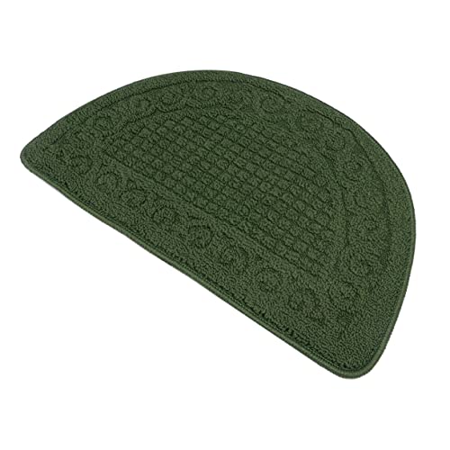 TOYANDONA 1 Stück Halbkreisförmiger Teppich Drinnen Innere Boden Foyer Bad Fußmatten Vordertürmatte Dunkelgrün Bereich Runden Hälfte Eingangsmatte Waschbarer Teppich Green von TOYANDONA