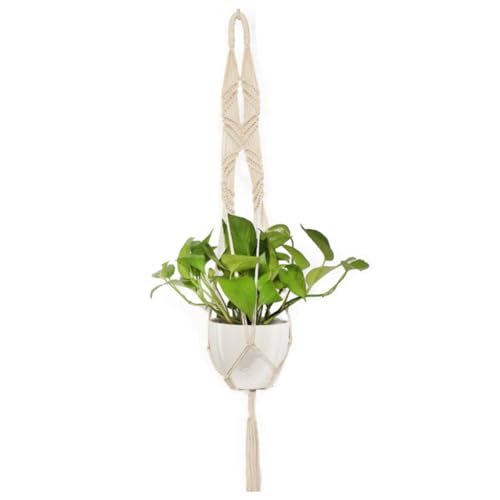 TOYANDONA 1 Stück Makramee Blumenampel Hängender Blumentopf Halter Baumwolle Handgefertigt für Balkon Garten und Innenräume Dekorativer Pflanzenträger Beige TOYANDONA 1 Stück Makramee Blumenampel Hängender Blumentopf Halter Baumwolle Handgefertigt für Balkon Garten und Innenräume Dekorativer Pflanzenträger Beige von TOYANDONA